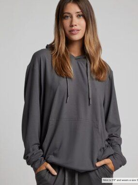 Comfrt All Day Jersey Hoodie Gray Super Soft Stretch Lightweight Large NWT